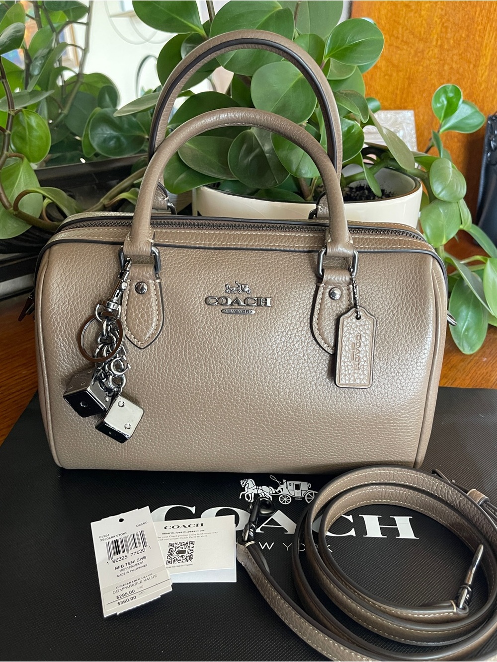 NWT Coach Rowan Satchel in Dark Stone
